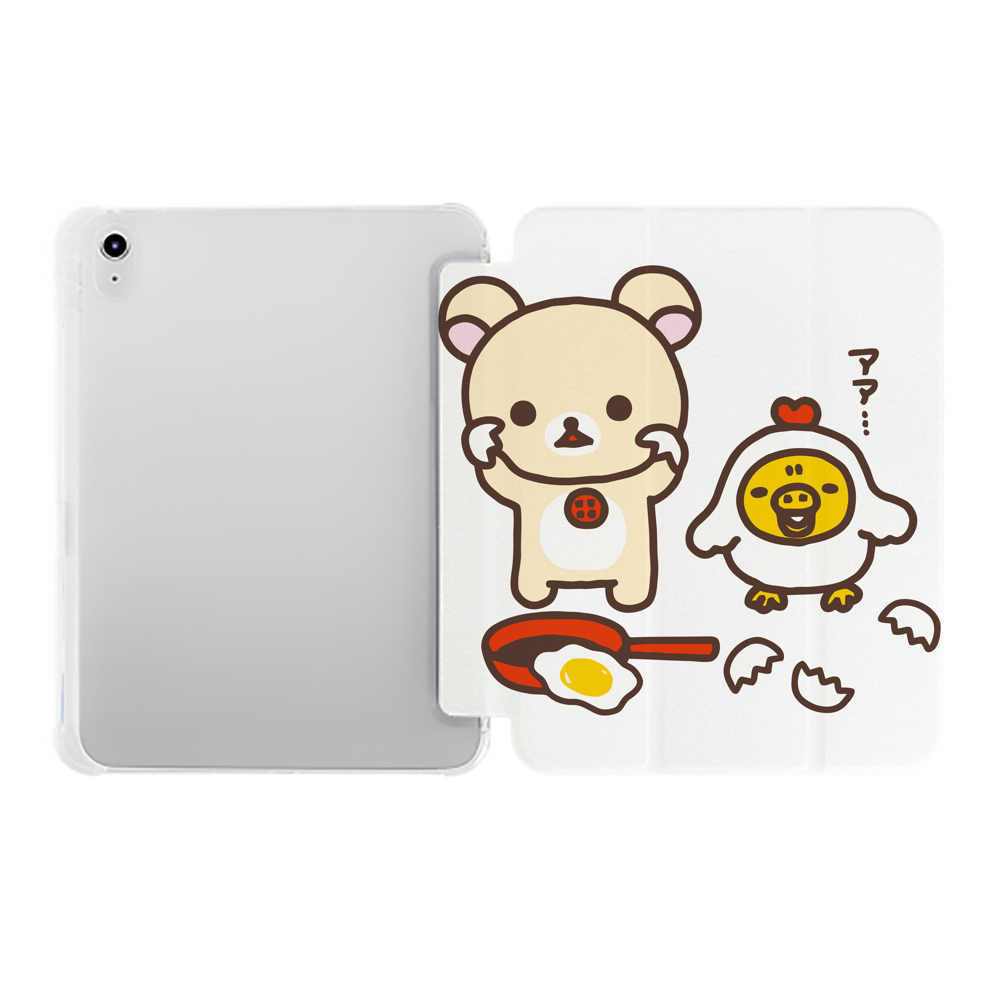 （画像用） リラックマ リラックマ キイロイトリ Rilakkuma Korilakkuma Kiiroitori IPad ケース ペン収納付き 三つ折りスタンド PUレザー×シリコン 対応機種9.5/10.5/10.9インチ